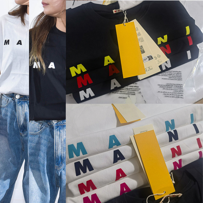 New Foreign Trade Hot-Selling Japanese and Korean Style T-Shirts with Simple Logo Lettering and Velvet Print Patterns, Cotton T-Shirts for Men and Women, Couple Shirts