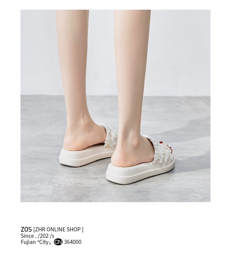 Dép sandal nữ đế bệt phong cách tiên nữ đính ngọc trai — M359 đen chi tiết 23
