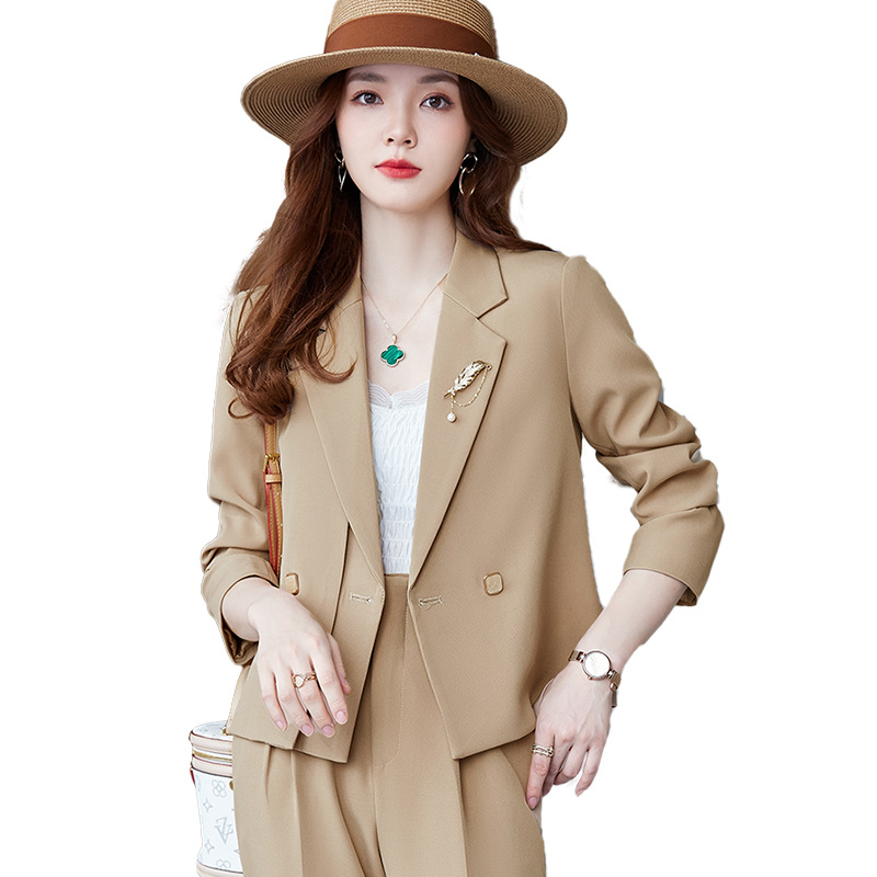 Khaki autumn elegant classic suit jacket