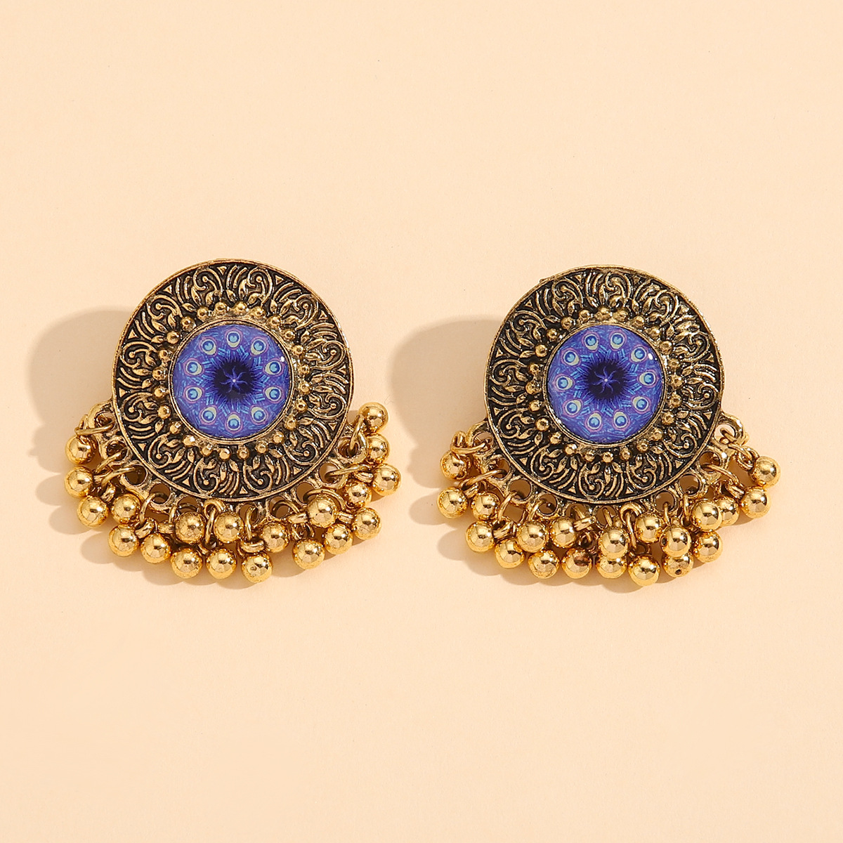 1 Pair Ethnic Style Round Alloy Plating Womenu0027S Drop Earrings