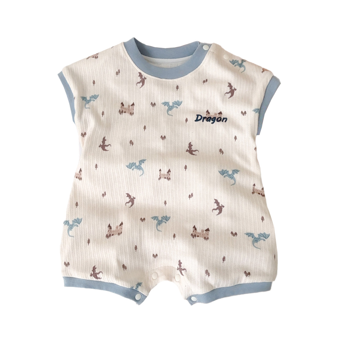 Youhe ropa fina de verano para bebés mono de manga corta 2025 verano hebilla oculta 1-3 años patrón de dibujos animados ropa de pedo