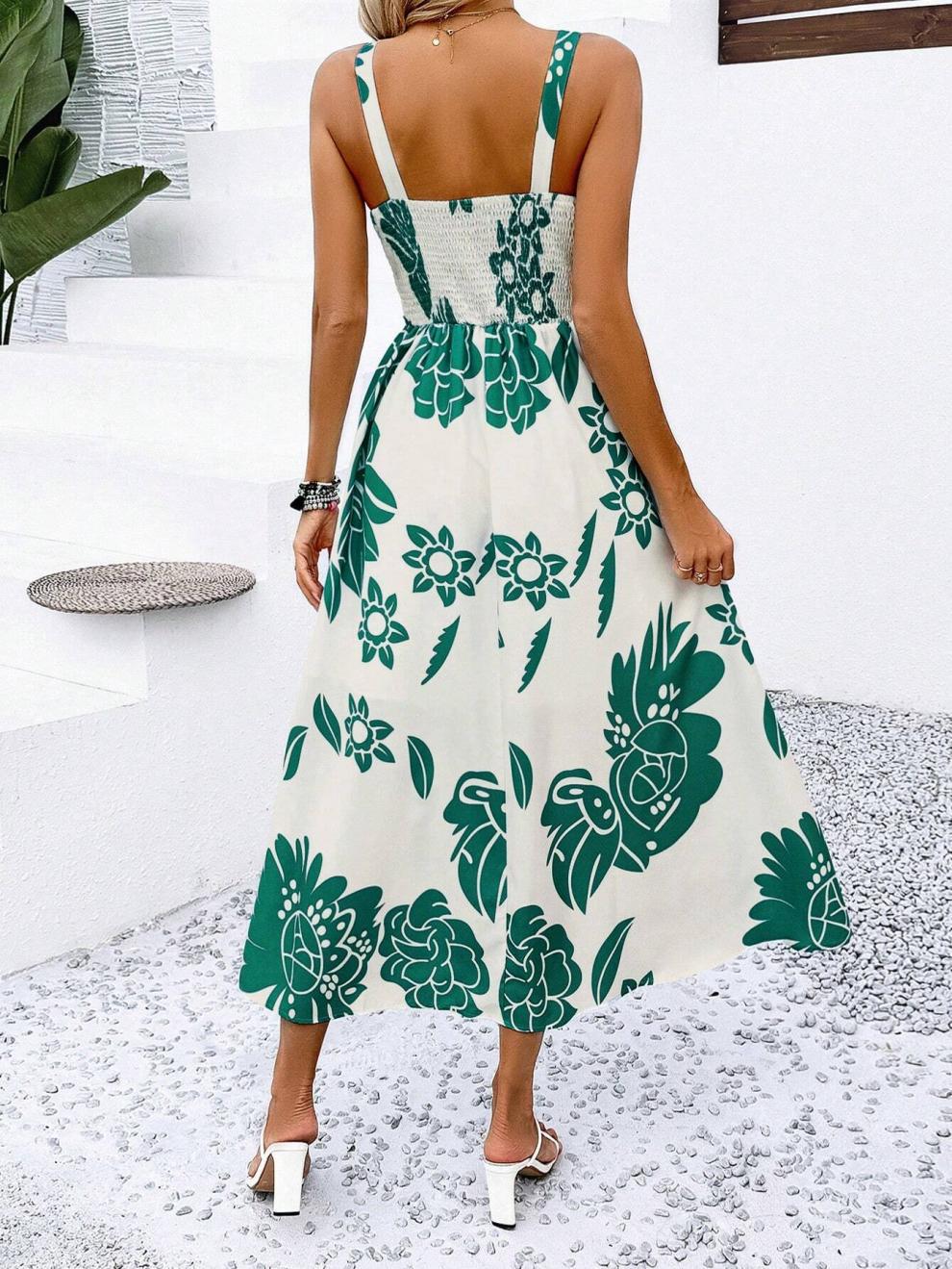 227g Weight Midi Dress Dress Length Type Sleeveless Sleeve Length Strap Dress Dresses Type Sleeveless Sleeve Type Polyester Fabric Type Elastic Waist Waist Line Holiday Occasion Strap Neckline Regular Fit Fit Type Flower Pattern Summer Season Women's Gender Streetwear Style Wholesale Women's Streetwear Flower Holiday Strap Sleeveless Strap Dress 7