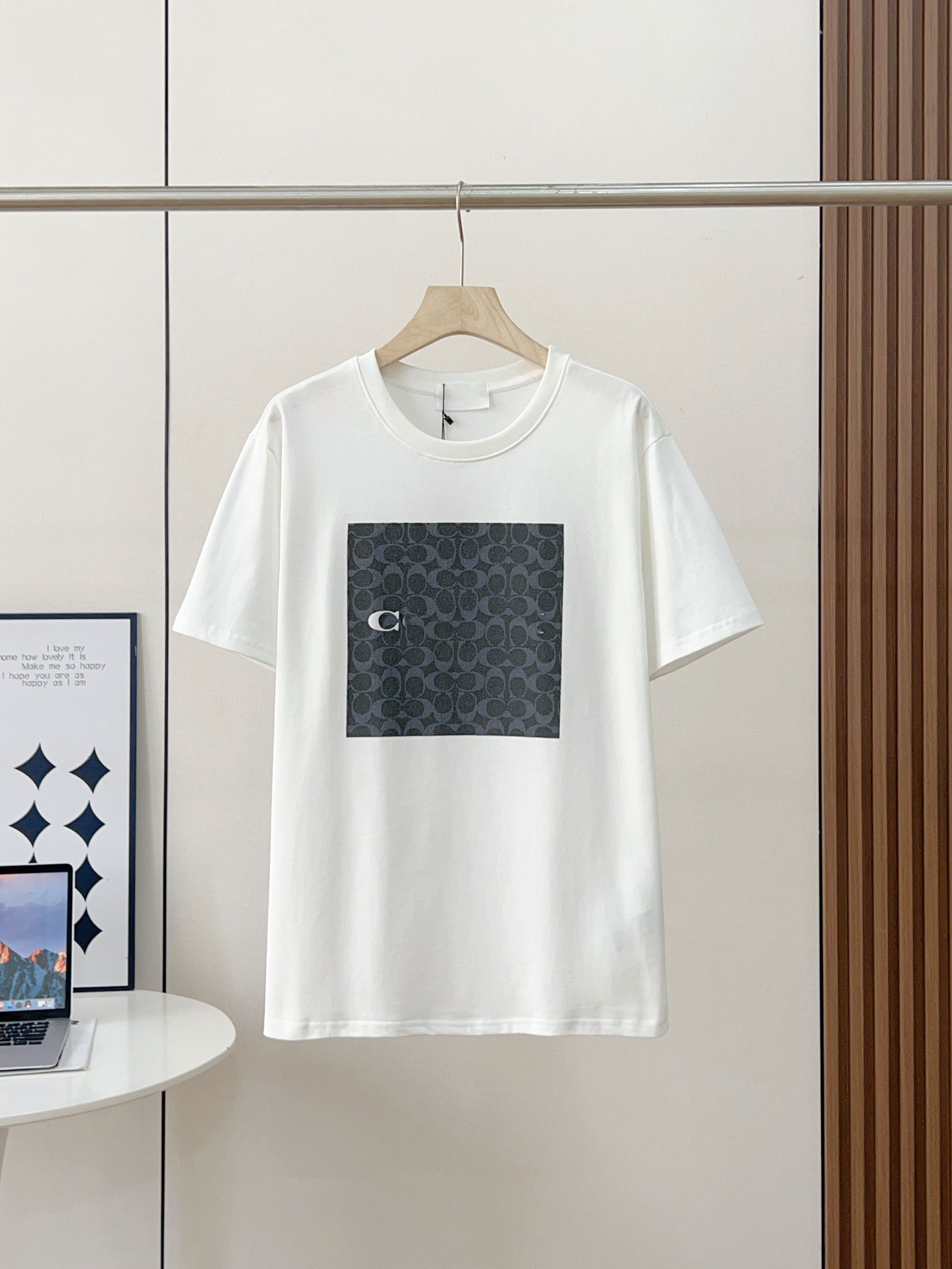 Kişi və qadın üçün yazlıq monogram printli köynək