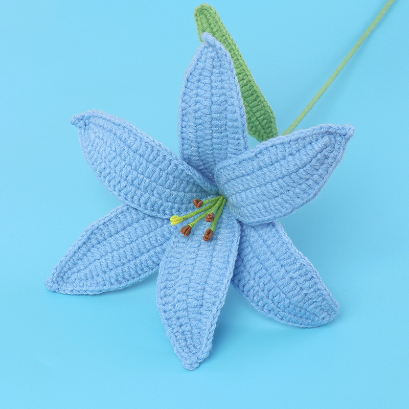 完成品クロスボーダーウールニットユリの花の枝家庭用家具装飾暖かい雰囲気かぎ針編みブーケ卸売|undefined
