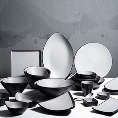 密胺日式拉麵碗湯碗麻辣燙大碗灰黑岩磨砂黑涼菜小碗料理仿瓷餐具