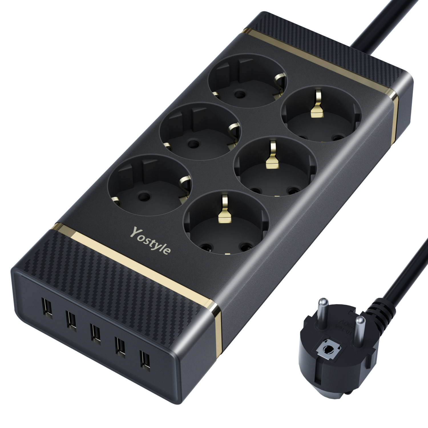 欧规5位USB充电排插3米电源线1.8米电线4个USB欧标插座德国排插