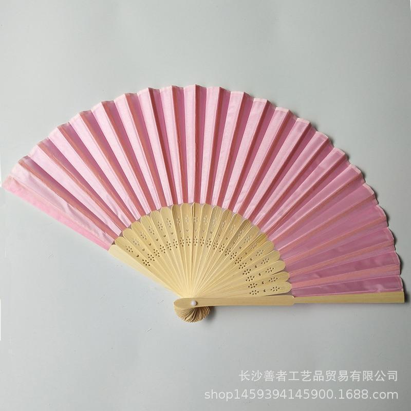 素面婚礼丝扇21CM婚礼布扇绢扇婚礼回礼扇DIY折扇丝印雕刻金色|undefined