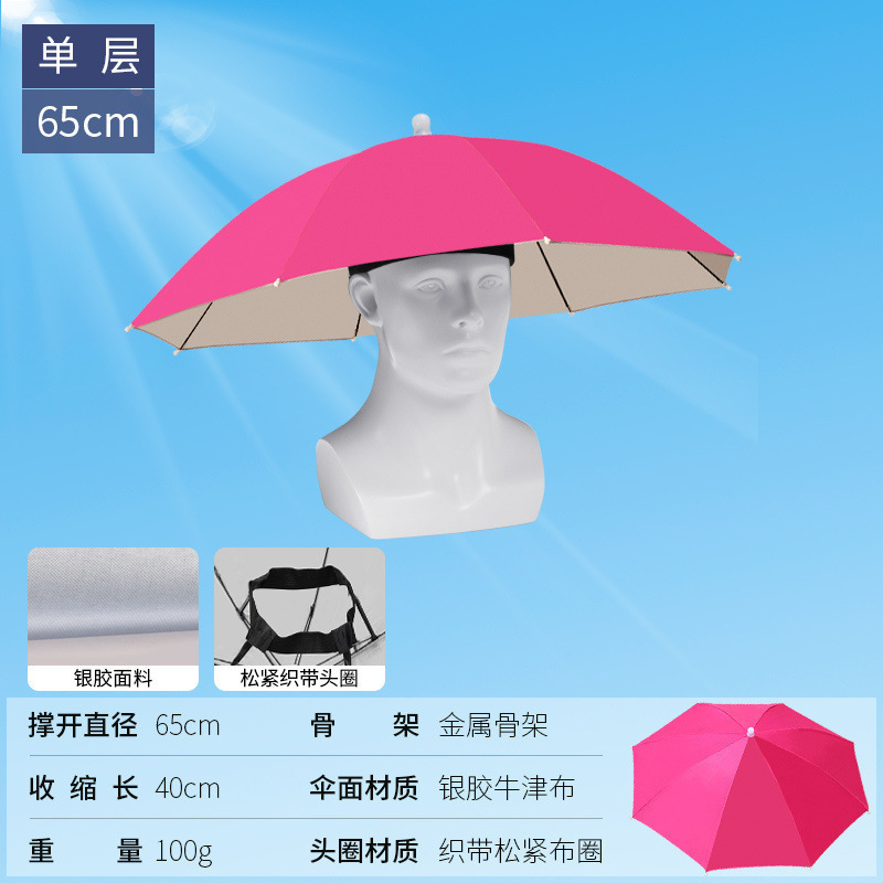 伞帽头戴雨伞帽子钓鱼头戴太阳伞户外采茶环卫防晒斗笠伞折叠大号|undefined