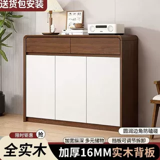 实木鞋柜家用门口收纳柜一体靠墙新款储物柜玄关柜落地式客厅鞋架