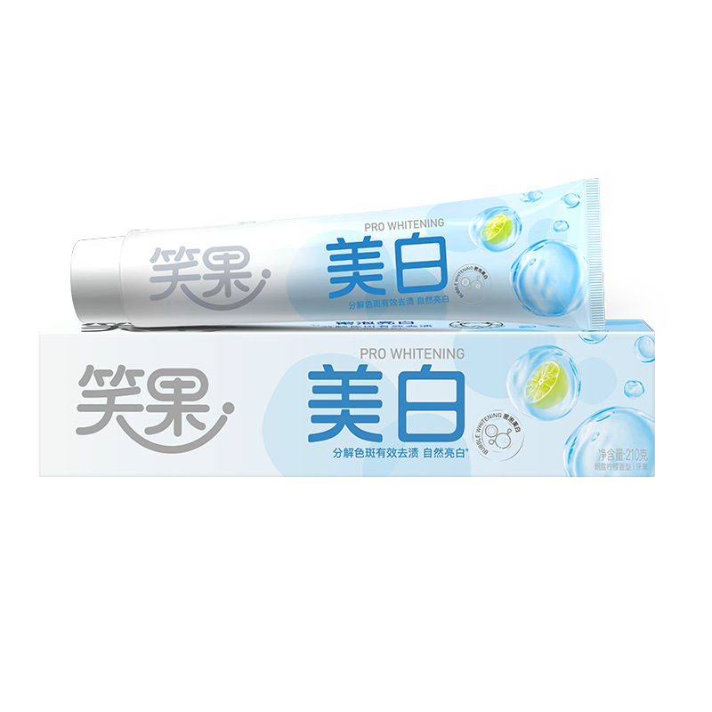 源卸売り舒客フラッグシップの正規品笑果歯磨き粉210g美白家庭用歯磨き粉は黄色に行って歯磨き粉を塗る|undefined