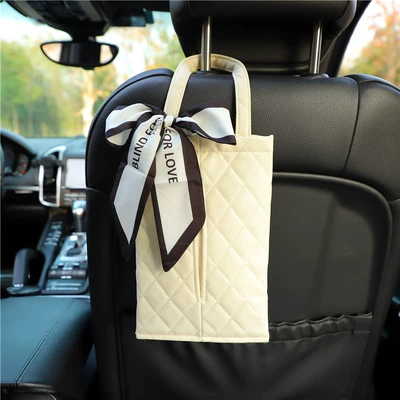Car tissue box/set Ribbon Bow Hanging Seat