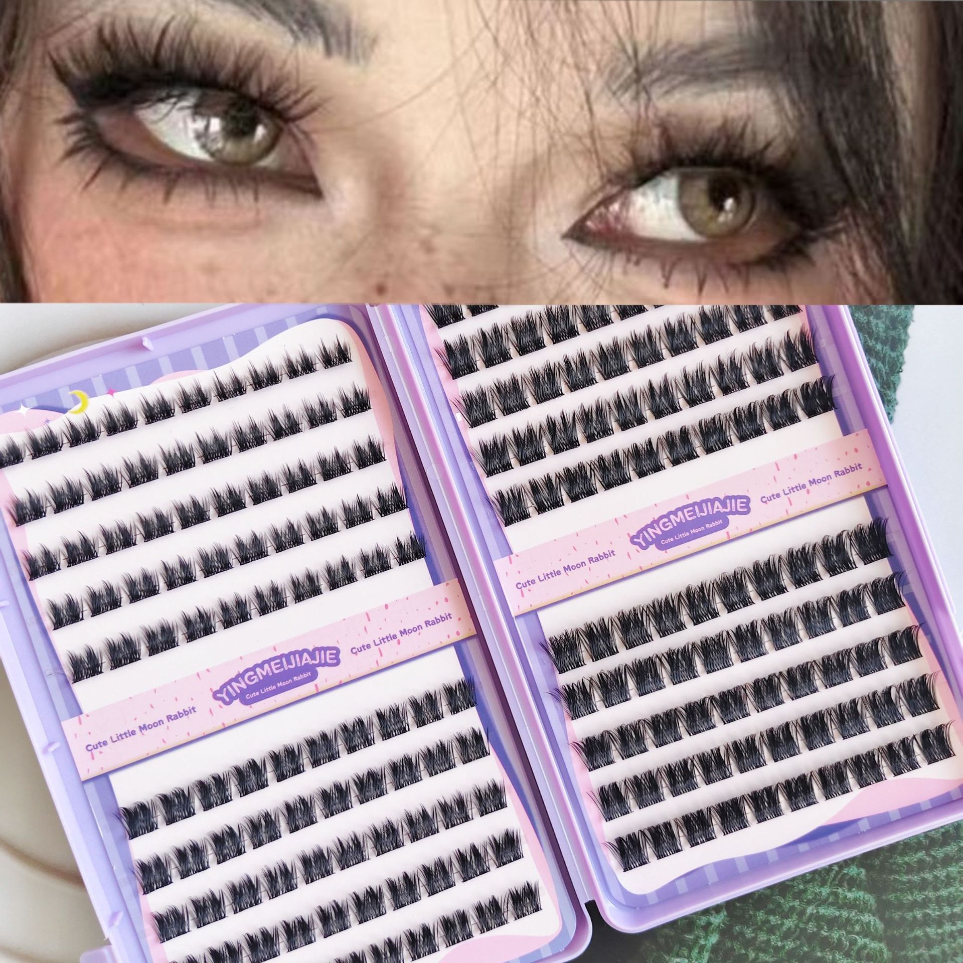 Las nuevas pestañas falsas transfronterizas son adecuadas para el baile de máscaras. Gran capacidad de pestañas falsas segmentales europeas y estadounidenses gruesas.