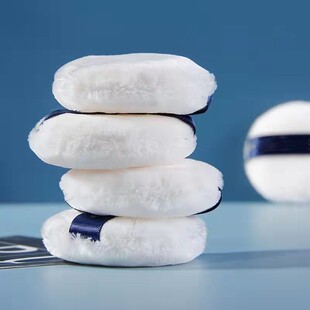 Double-sided stand velvet puff round high-density long velvet air cushion sponge makeup honey powder dry puff powder cake replacement puff