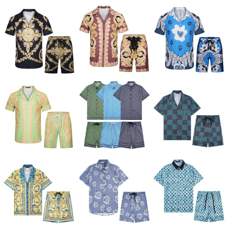 Cross-border Summer Fashion Brand Dijia Fanjia Fanjia Men's and Women's Full-length Fendy Printed Beach Short-sleeved Shirt