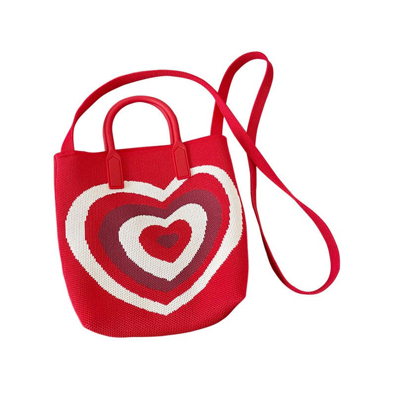 Bolso femenino nicho diseño chica amor bolso de hombro de punto bolso crossbody fuera de la calle jugar estudiante chaleco bolsa