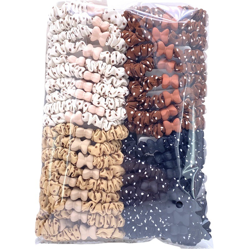 Super Value Tarjeta gota de aceite Anillo de pelo de intestino grueso de diamante esmerilado de alta textura ronda cordón pajarita anillo de tela banda de goma 2 yuanes accesorios de cabeza