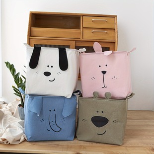 Cartoon Cute Pattern 4 Color Optional Storage Basket Clothes Toy Storage Box Snack Books Clothes Storage