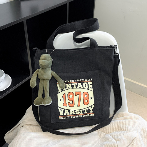 Foreign trade thickened canvas bag for men and women, large-capacity student retro handbag, class bag, shoulder bag, crossbody bag