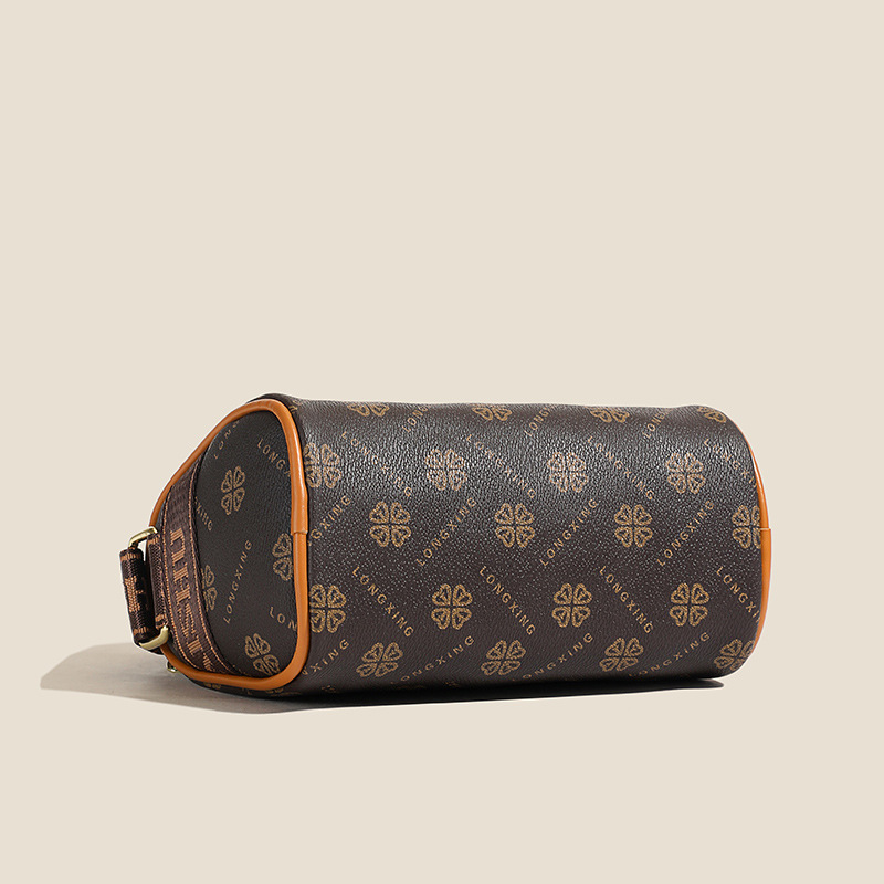 2024 moda nueva bolsa cilíndrica de letras de flores de mujeres bolsas de almohada de impresión letras populares bolsas de madres de mediana edad