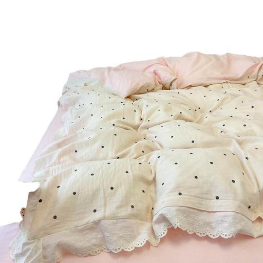 2025 Summer New Style Washed Cotton Lace Four-Piece Set Household Summer Cool Quilt Air Conditioned Quilt Thin Quilt Soft and Breathable