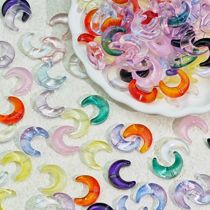 爆款月亮琉璃月牙配件仙女风diy手工制作手链项链材料小饰品批发