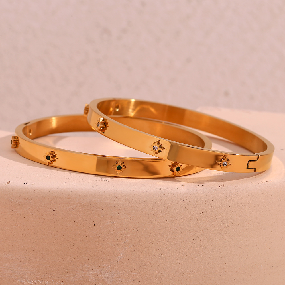 Stainless Steel Star Zircon Buckle Bracelet