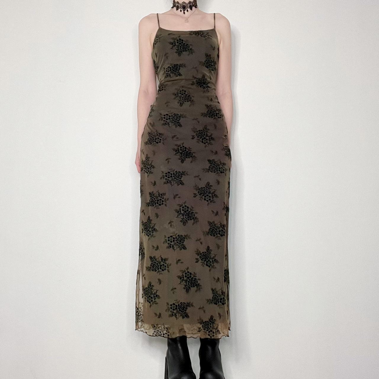 Retro gothic style print slip dress NSGXF135847