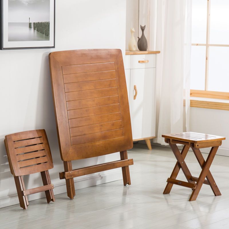 Simple Household Square Dining Table, Portable Small Square Table, Outdoor Table, Foldable Dining Table, Bamboo