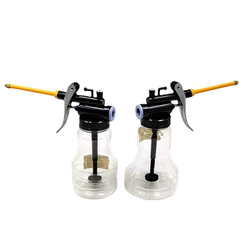 Manufacturer manual high pressure transparent oil bottle 250ml plastic hose car copper tip oiler refueling gun