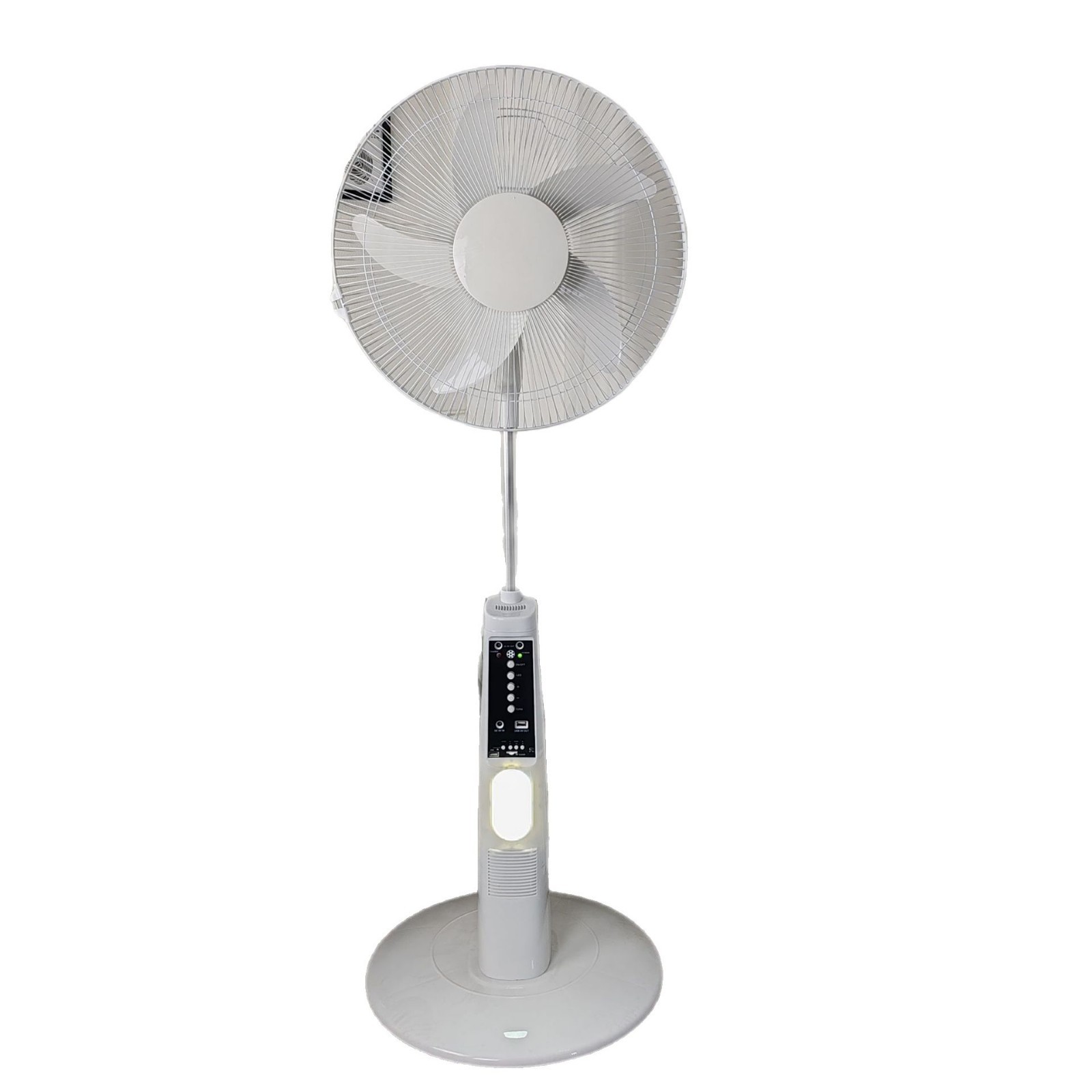 Ventilador vertical recargable de 16 pulgadas, motor sin escobillas, reproductor de música, radio, ventilador de panel solar MP3