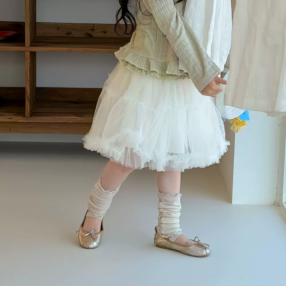 半柚童裙2026春季韩版女童纯色花边蕾丝半裙儿童半身蛋糕纱裙