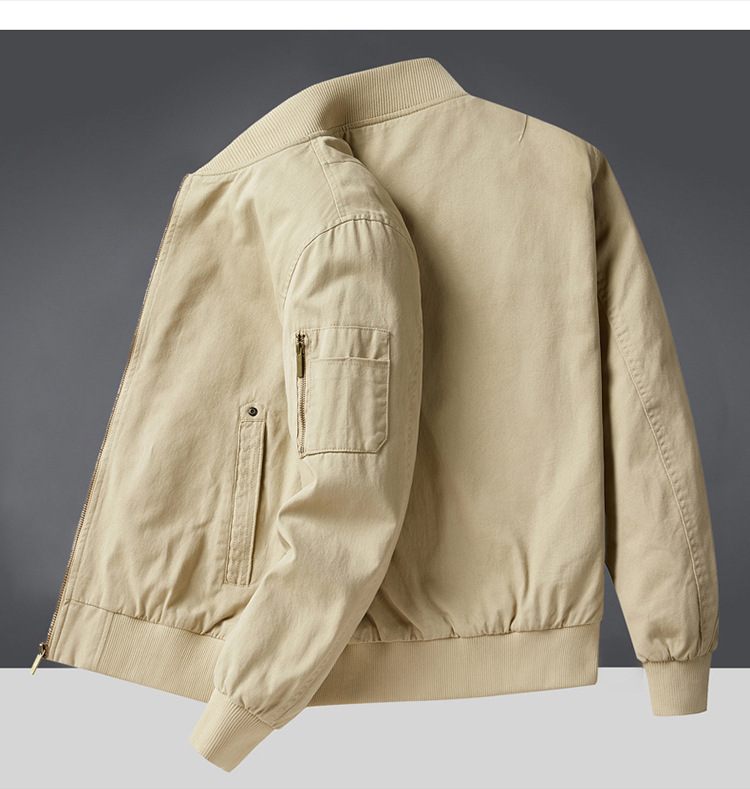Men's Clothing 2024 new pure cotton pilot jacket men's spring and autumn loose large size men's baseball uniform workwear jacket thin_voghion.com