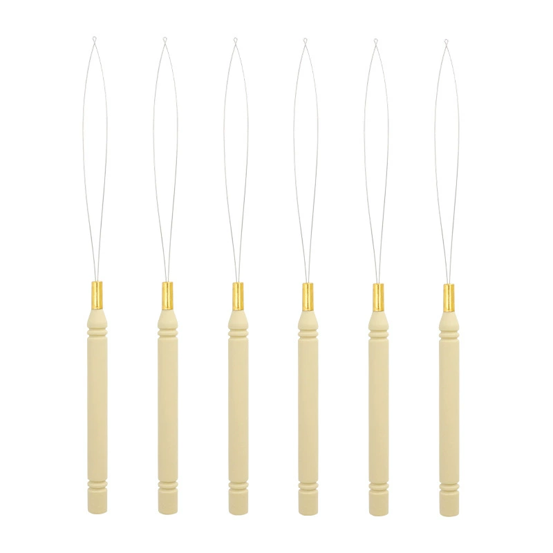 Нитевдеватель Вязание крючком Тафтинговая нить Инструмент Имитация деревянной ручки Проволока из нержавеющей стали Нитевдеватель из бисера Плотнее вязание крючком