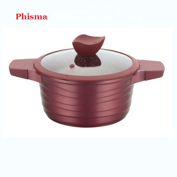 Accesorios de aluminio de cocina de alta calidad de granito antiadherente vidrio olla 18pcs set de cocina