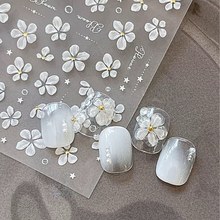 春夏清新五瓣花美甲贴纸纯色超仙高级简约贴纸轻奢显白diy指甲贴