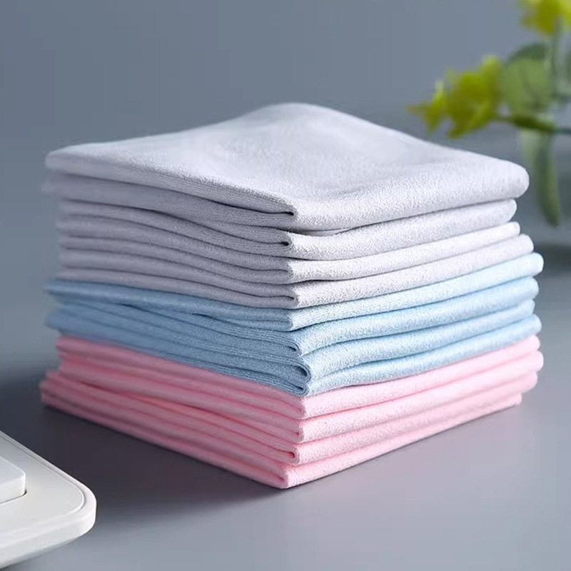 Kitchen Quick-Absorbent Cleaning Cloth, Lint-Free Glass Cleaning Cloth, Microfiber Square Towel, Solid Color Glasses Cloth