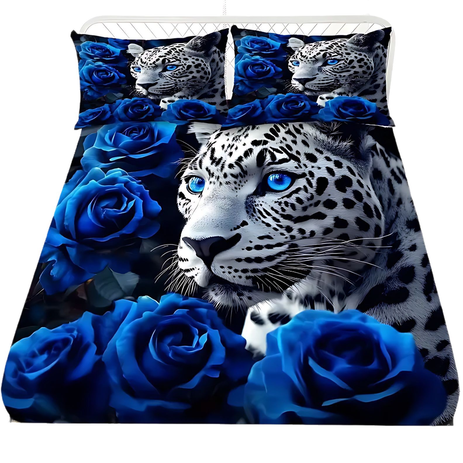 TEMU / JIT transfronterizo para Blue Rose Wolf 3D impresión digital molida cama de cama de cama de cama de la fábrica de origen