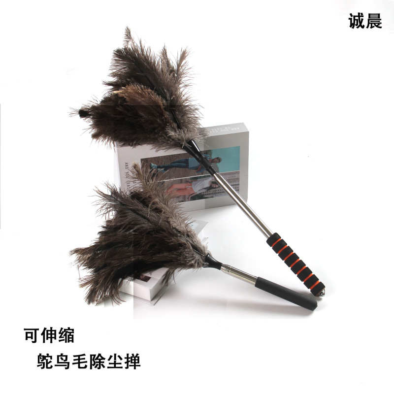 New In-Stock Ostrich Feather Duster Anti-Static High-End Household Cleaning Feather Duster Car Use Telescopic Dust Removal Duster
