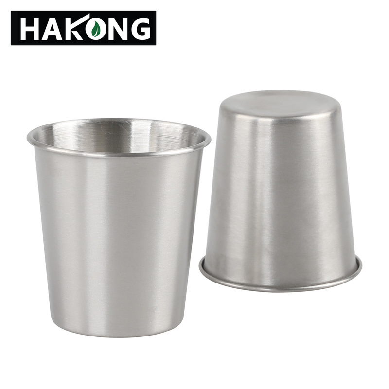 Stainless Steel Water Cup 200ml Convenient Travel Cold Drink Mouth Cup Outdoor Coffee Cup Simple Single Layer Curled Beer Cup