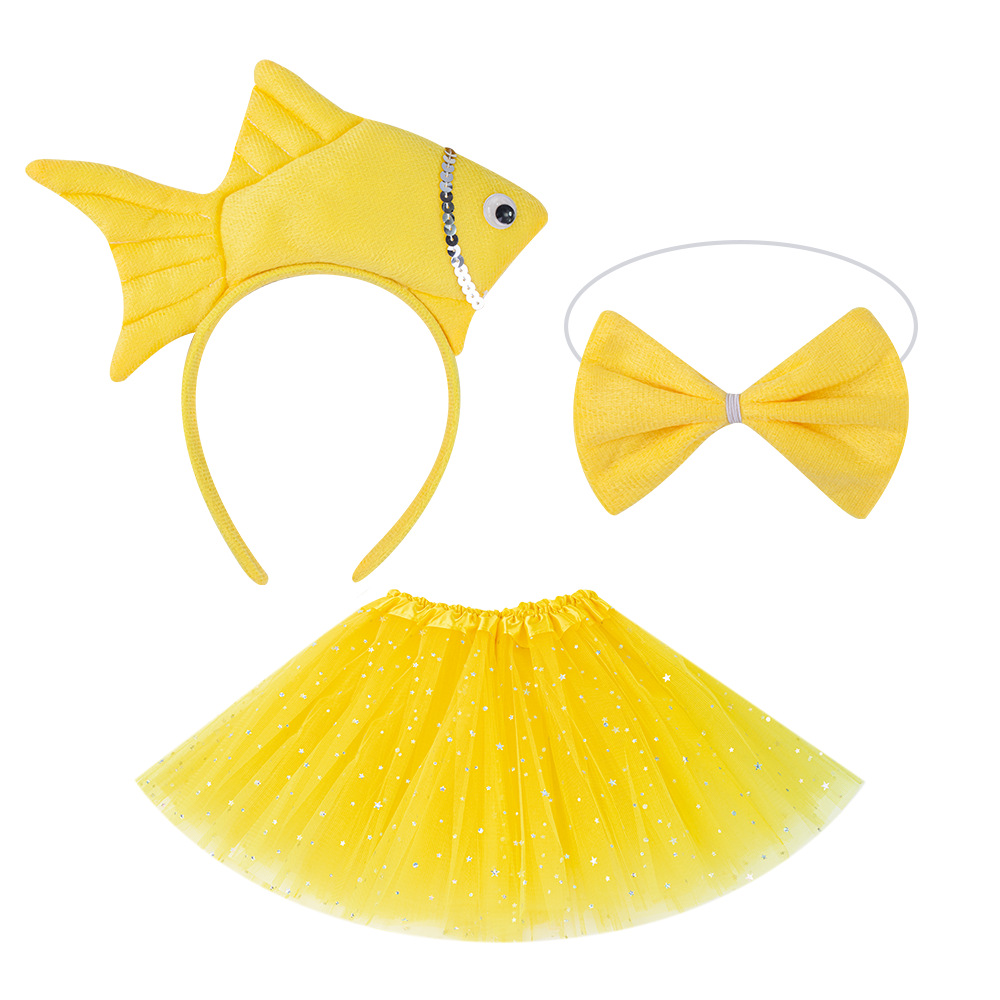 Wansheng rendimiento de la etapa tocado suministros de juego de Navidad peces animales diadema Vida Marina Goldfish diadema