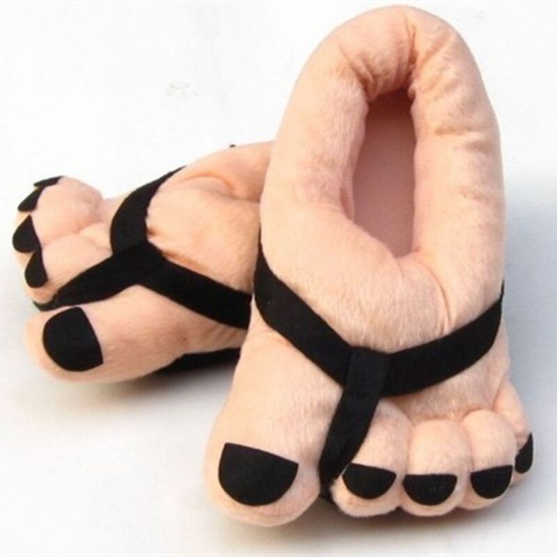 In-Stock Bigfoot Cotton Slippers for Women, Autumn and Winter Couple's Closed-Back Home Slippers for Men, Funny Cute Indoor Plush Cotton Shoes