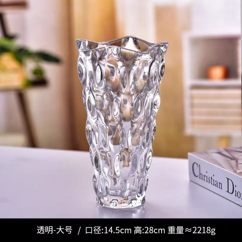 Nórdico creativo ondas vasos de vidrio transparente flores hidropónicas caseras rosa lirio sala de estar decoración floral de suelo