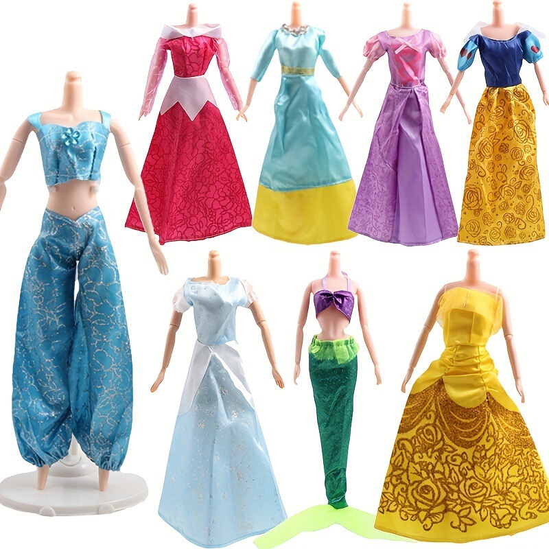 Wholesale 30cm Barbie doll clothes Snow White long hair sleeping beauty fishtail dress Cinderella toy dress