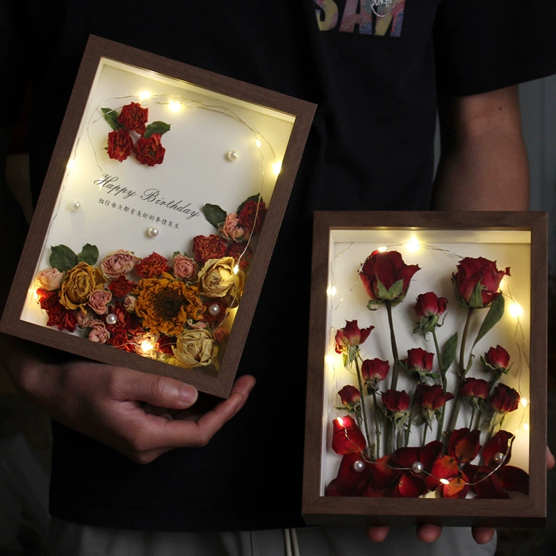 Готовая фоторамка Сухая цветочная ботаника образец настоящего цветочного розы украшения дома украшение праздничный подарок с ручной декоративной росписью