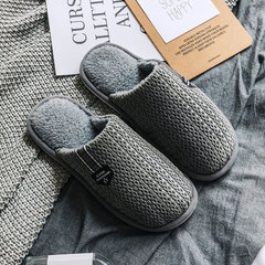 Men's Cotton Slippers Fuzzy Home Autumn/Winter Home Interior Thick Sole Warm Anti-Slip With Heel for Women in Winter