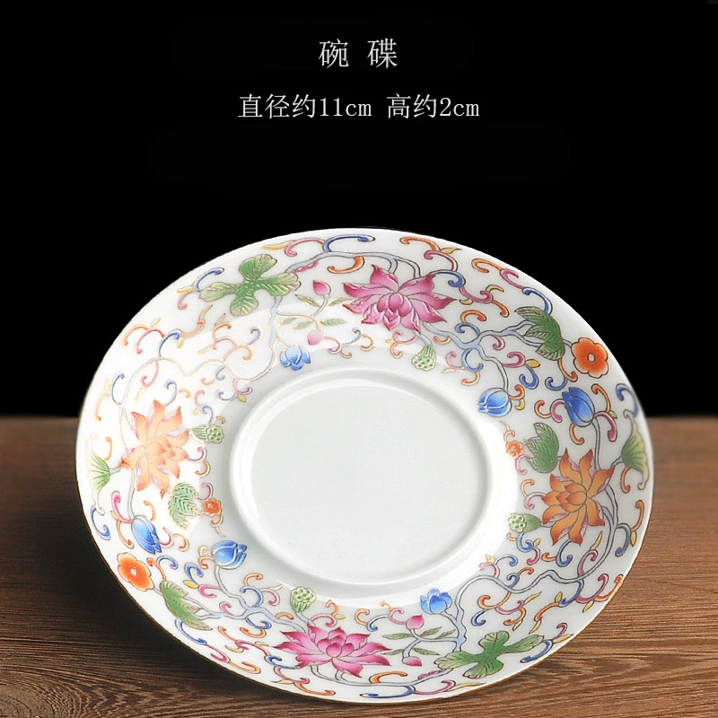 Retro ceramic enamel, glass tea cup, set, light luxury style