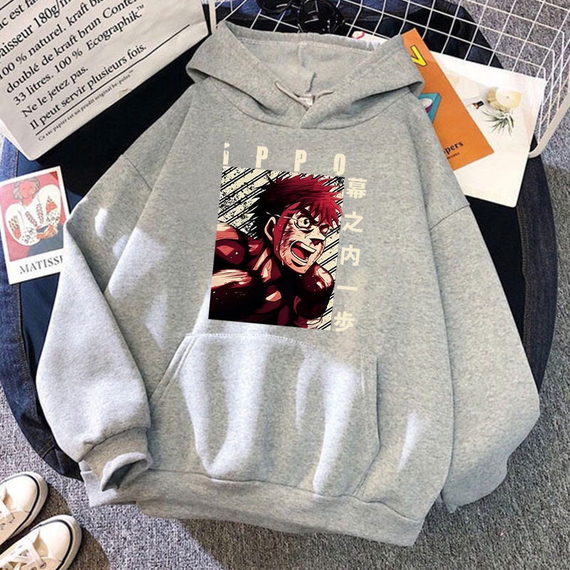 New Anime Retro Ippo Makunouchi Print Hoodies Women Causal