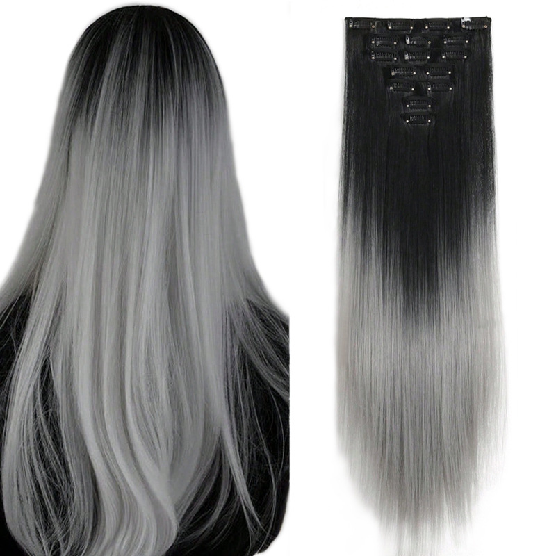 Gradient Synthetic Hair Extensions 7 Piece Clip In Set For Hair_voghion.com