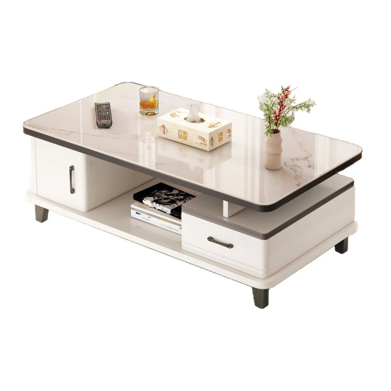 Mesa de té sala de estar pequeña casa de vidrio temperado mesa de té simple y moderna 2024 nuevo balcón de lujo pequeño mesa de té