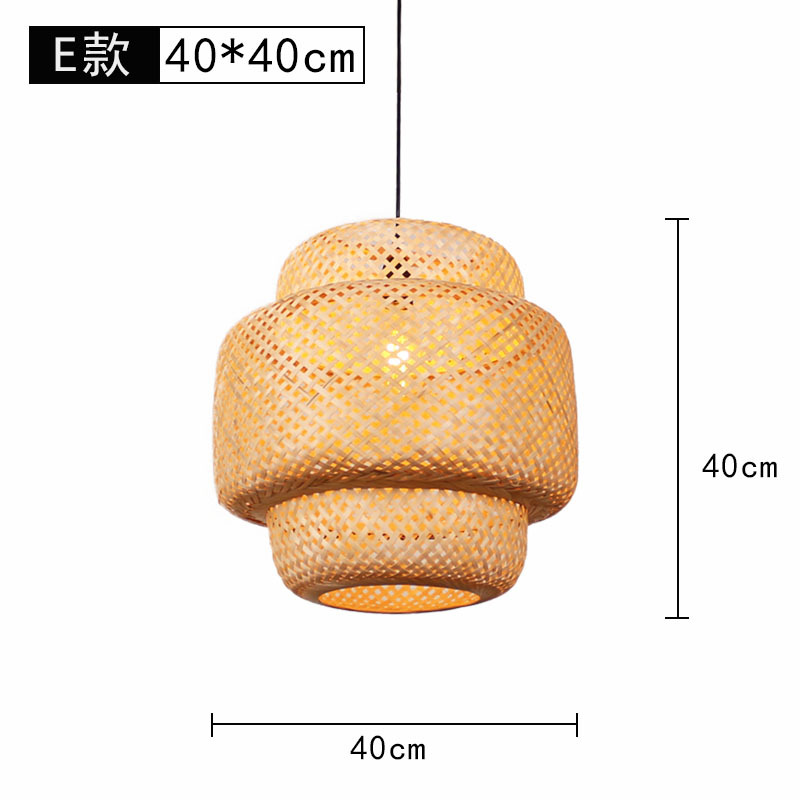 Lámpara de araña tejida de bambú Restaurante chino Lámpara de salón de té de linterna de bambú Restaurante japonés Sombrero de paja Lámpara de araña tejida de ratán B & B